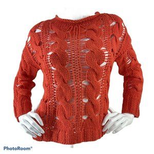 Patterson J Kincaid original Sweater Woman Sz S Chunky Wool Blnd Orange $158 Nwt